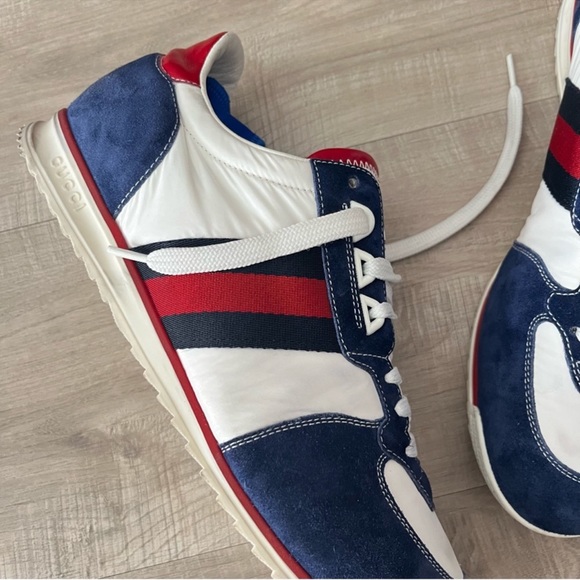 Gucci Signature Ace Lens Suede Signature Sneakers Size  8.5 - Picture 2 of 11